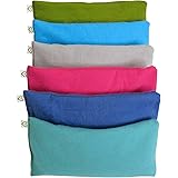 Peacegoods Unscented Organic Flax Seed Eye Pillow - Pack of (6) - Soft Cotton Flannel 4 x 8.5 - Pink Green Purple Gray Fuschi