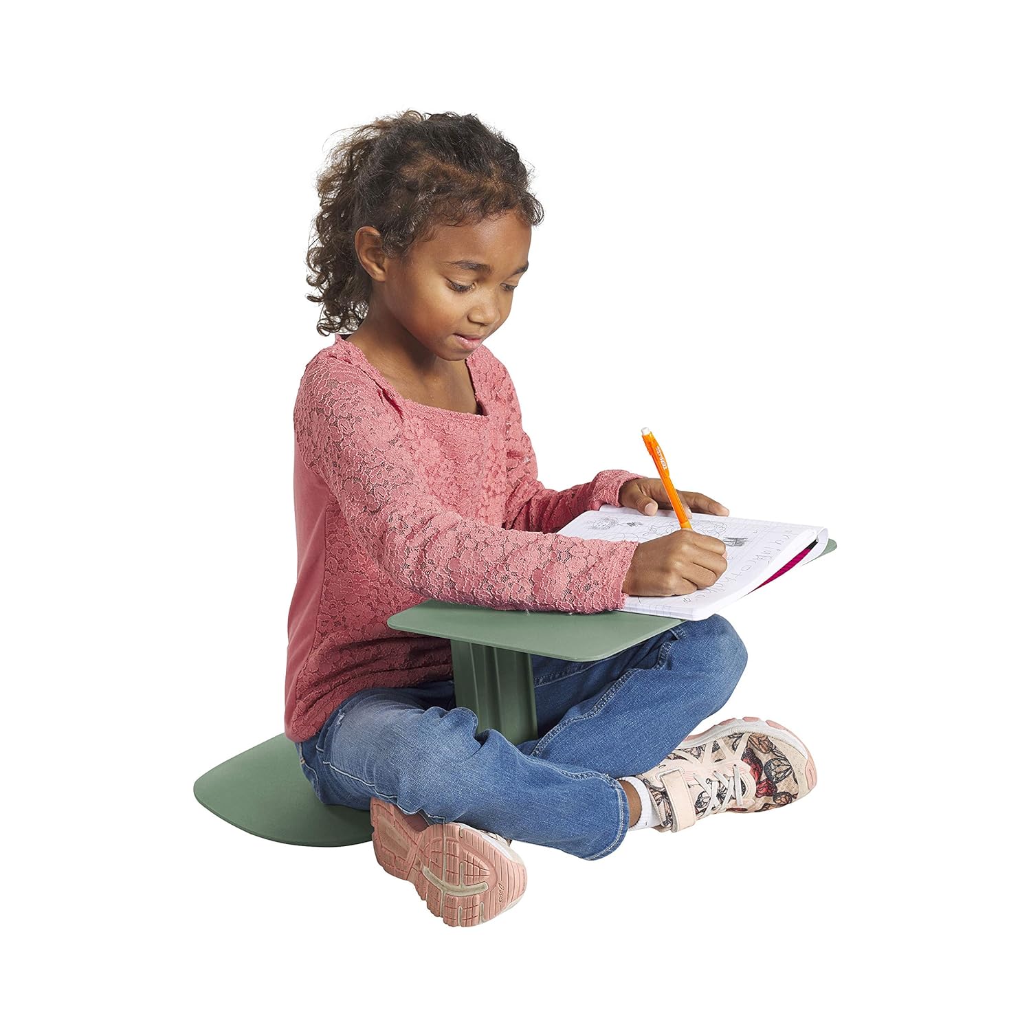 ECR4Kids The Surf Portable Lap Desk, Flexible Seating for Homeschool and Classrooms, One-Piece Writing Table for Kids, Teens and Adults, GREENGUARD [Gold] Certified, Sage