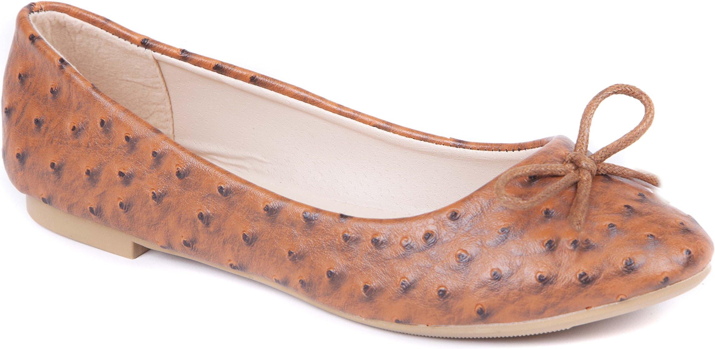 Ladies & Girls Flat Ballerina Shoes & Pumps By London Shoe Co - CASUAL WORK EVENING (7 UK, Brown)