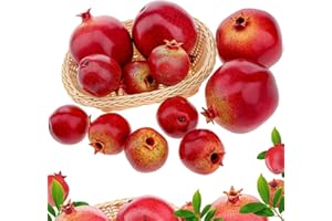 Woration Simulation Lifelike Fake Pomegranates Decoration Realistic Artificial Fruits Props Vivid Pomegranates Home Kitchen Shop Wedding Display 12PCS