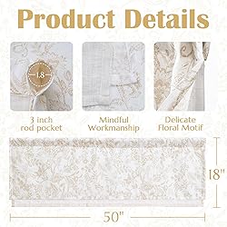jinchan Sheer Valance for Window Floral Valance