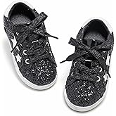 GINFIVE Toddler Girls Sneakers Little Girls Slip On Shoes Glitter Sneakers Toddler
