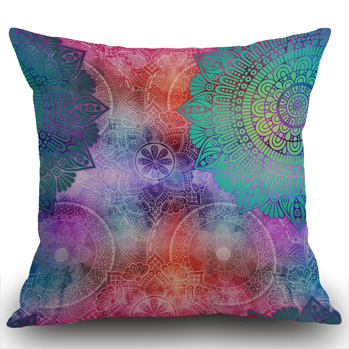 Smooffly Arabic Floral Cushion Cover Vintage Decorative Elements Pattern Tile with Mandalas Decorative Square Pillow Case for Home Bedroom Living Room Throw Pillow Cover 18x18 Inch