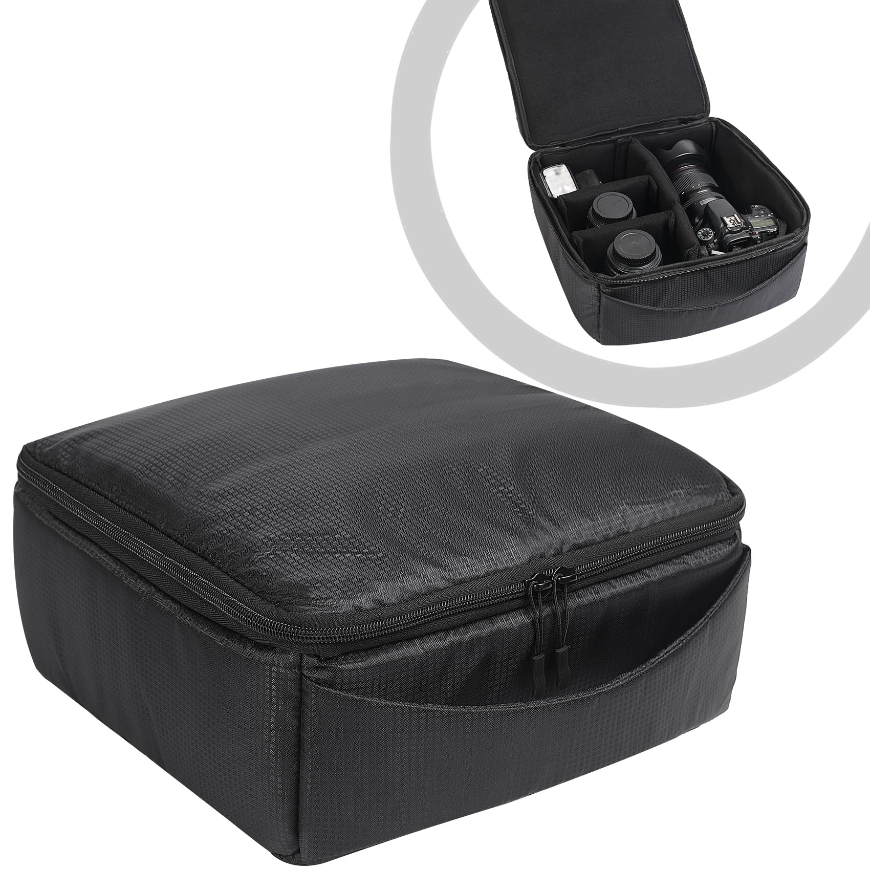 AYVANBER Water Resistant Camera Insert Bag High-Capacity Shockproof and Waterproof DSLR SLR Camera Case Upgraded Version and Lens Storage Carrying Case (Black)