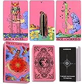 LINSINA Tarot Cards Deck for Beginners, 78 Tarot Cards with Guide Book,Fortune Telling Cards, Divination Tools for All Skill Levels (Pink)