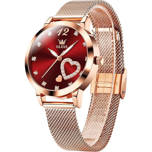 Amazon.com: OLEVS Rose Gold Watch for Women Mesh Strap  display picture 2