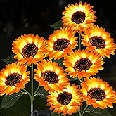 Etre Jeune Garden Lights Solar Powered, 3 Pack Solar Outdoor Lights with 9 Bigger Sunflower Waterproof Realistic Solar Flowers Lights for Patio Pathway Walkway Landscape Yard Decorations