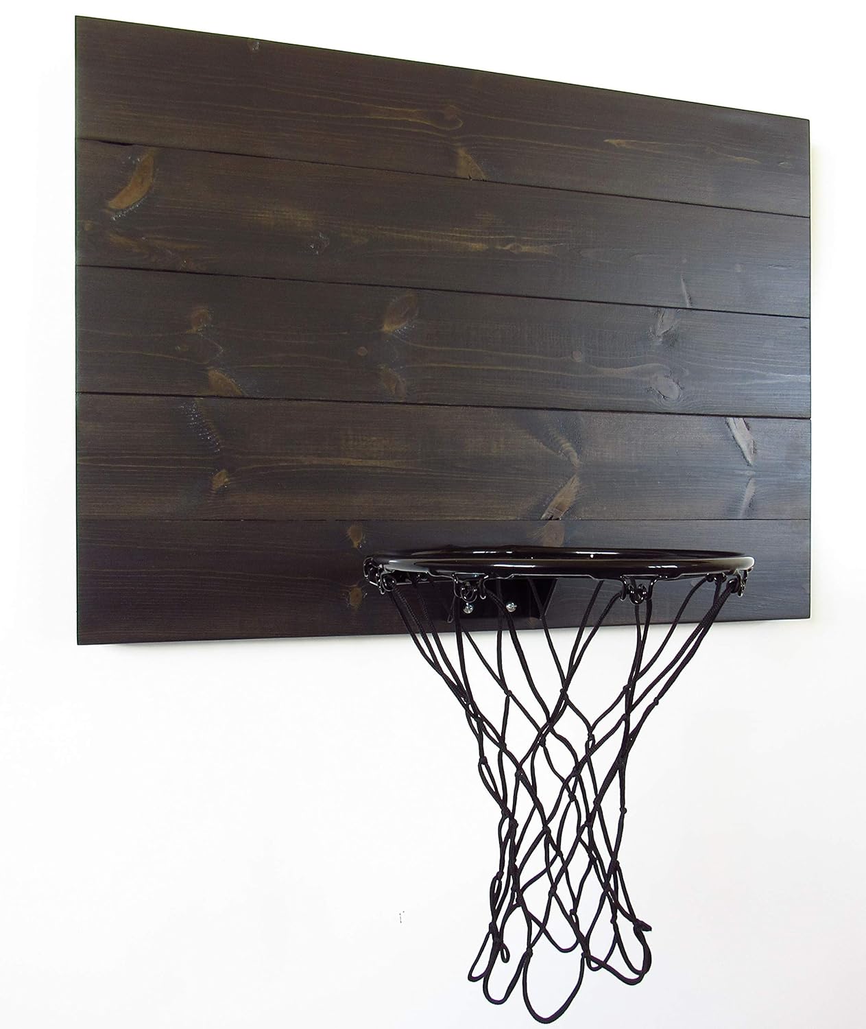 Black Washed Wood Basketball Hoop. Wall Mounted Indoor