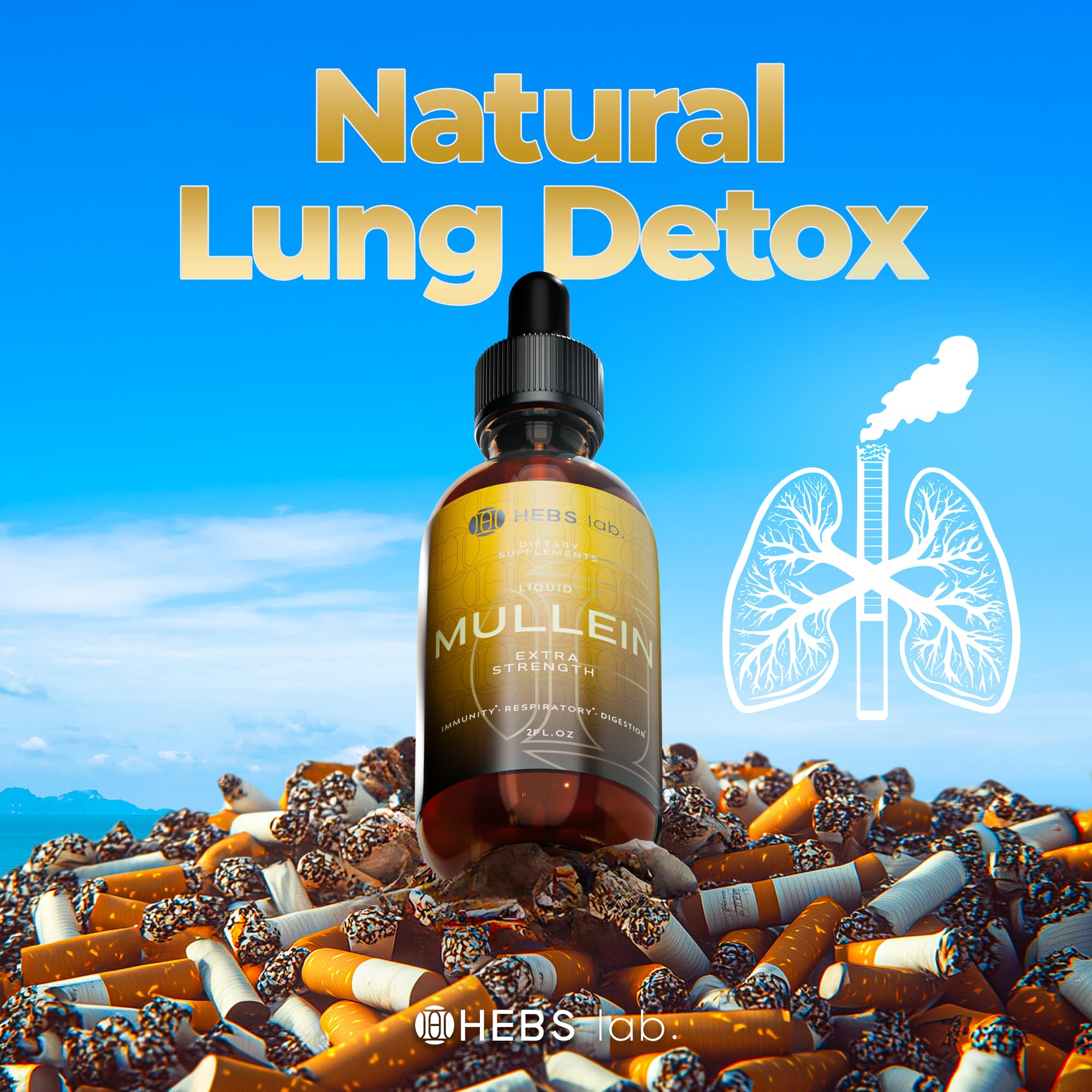 Mullein Leaf Extract for Lung Cleanse - Mullein Drops for Lung Health - Made in USA - Lung Support Supplement - Herbal Respiratory Support - Mullein Extract Tincture 2 Fl Oz