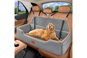 XIEEAOZEE XIEAEOZEE Dog Car Bed for Large/Medium Dogs, Comfortable Pet Booster for Back Seat, Detachable & Washable Travel Seat with Thick Cushion (Gray)