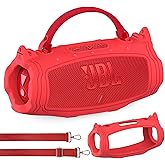 JCHPINE Silicone Case for JBL Charge 6 Portable Speaker, Protective Cover for JBL Charge 6 Pro AI Sound Speaker Accessories (Red Case)