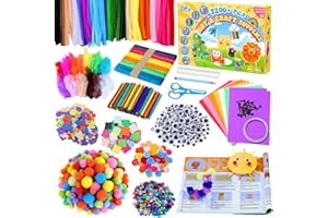 Zefy Lot de 3 200 fournitures d'art et d'artisanat pour enfants, kit de bricolage tout-en-un avec 12 designs d'artisanat, kit
