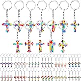 Seenelling 48 Pcs Cross Keychains Bulk Religious Easter Key Chains Cute Silicone Christian Jesus Gift for Party Favor Church