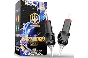 VIDATTX POSEIDON 20PCS Tattoo Cartridge Needles #12 (5RL) Standard Round Liner Tattoo Needles with Membrane Professional Disposable and Safety Tattoo Needles for Tattoo Artists