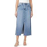 kensie Jeans for Women High Rise Frayed Hem Front Slit Maxi Jean Skirt 36-Inch, Sizes 0-12