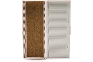 Heathrow Scientific HD15996C White Cork Lined 50 Place Microscope Slide Box, 8.3" Length X 3.38" Width X 1.25" Height