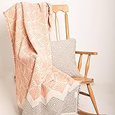MylasaHome Premium Cotton Throw Blankets – 70x50 Inch, Fabric with Elegant Geometric Pattern – Perfect for Living Room, Bedroom and Home Decor (Peach)