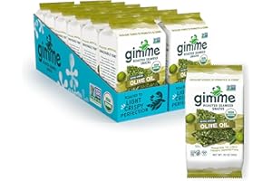 gimMe Organic Roasted Seaweed Sheets - Extra Virgin Olive Oil - 12 Sharing Packs - Keto, Vegan, Gluten Free - Great Source of Iodine and Omega 3’s - Healthy On-The-Go Snack for Kids & Adults