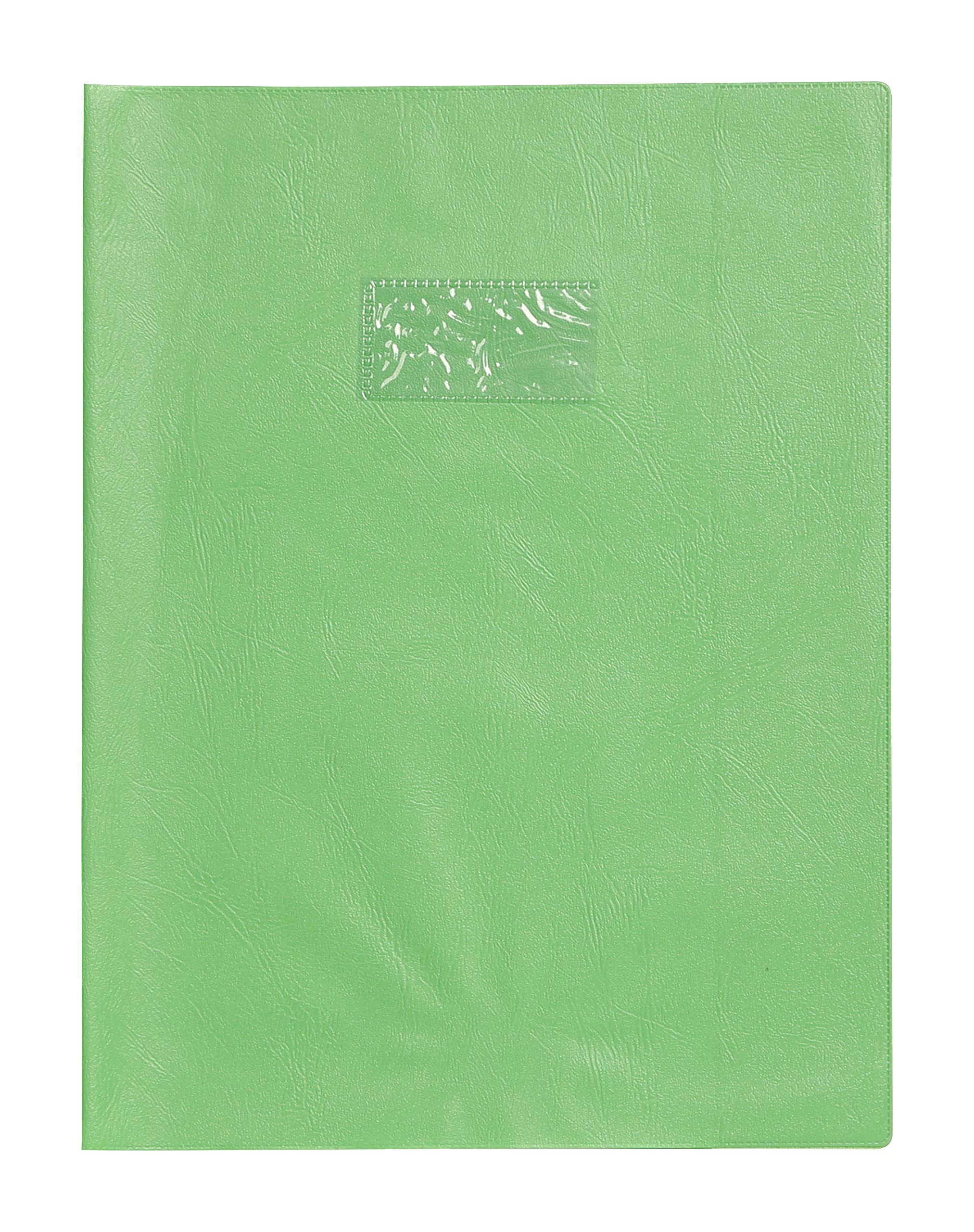 Calligraphe 72311C - Light Green Grain Leather Notebook Protector - Size: A4 21x29.7 cm - 22/100th with Label Holder - PVC Opaque - Manufactured in France