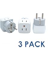 Ceptics USA to Schuko Germany, France, Russia Travel Adapter Plug - Type E/F (3 Pack) - Dual Inputs - Ultra Compact