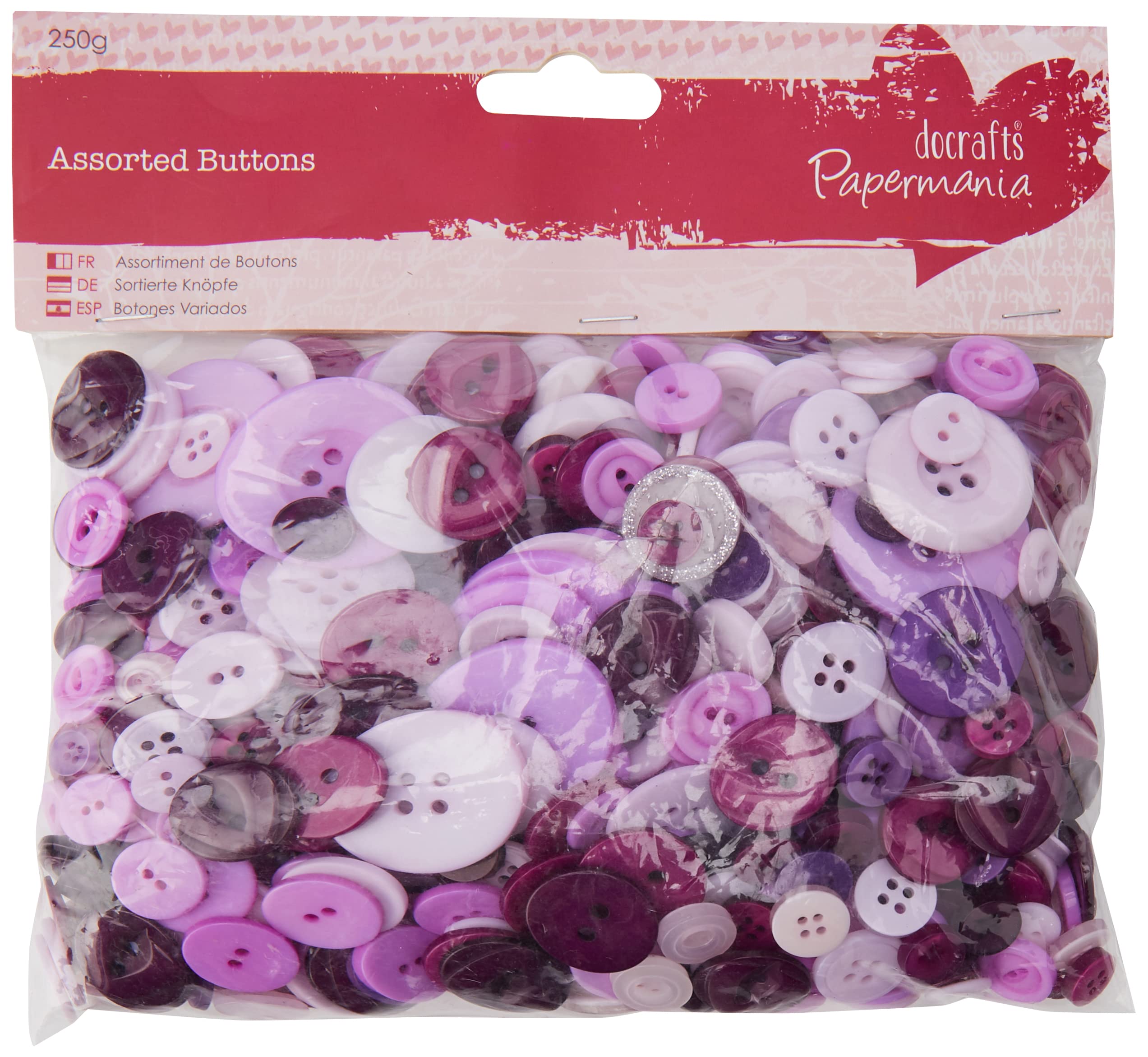 Papermania 250 g Assorted Buttons, Purple