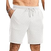 JMIERR Mens Casual Sweat Shorts Drawstring Summer Beach Stretch Quilted Shorts Workout Running