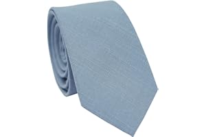BELLUNO Men's Skinny Ties, Cotton Linen Blend 2.5 inch Solid Neckties