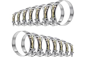 WYSIWYKA 14 Pcs 7 Sizes T-Bolt Hose Clamps, 304 Stainless Steel Turbo Intake Intercooler Clamp,Working Range 32-91mm for 1-3" Hose ID, Radiator Hose Clamps Assortment Set
