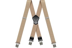 Mens Suspenders Work Suspenders for Men Heavy Duty Elastic Braces for Mens Pants with 4 Strong Metal Clips 1.6 Inch
