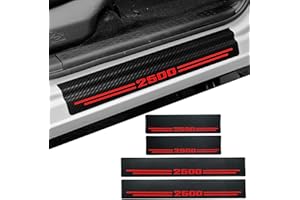 HONG HT Car Accessories Carbon Fiber Door Sill Scuff Plate Auto Door Entry Guard Scratch Shield for Dodge Ram 2500 2012-2024 Auto Accessories (2500, RED)