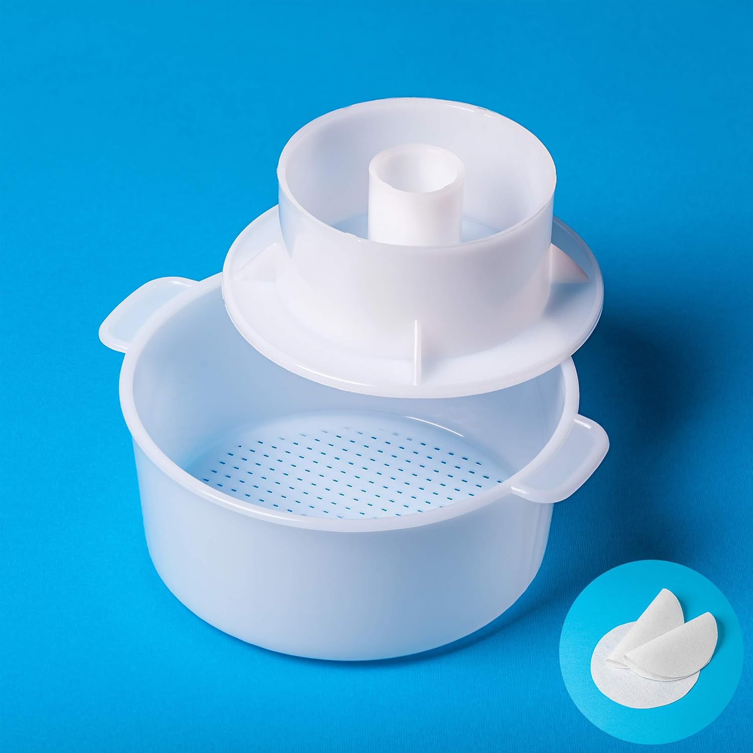 Edam Hard Cheese Mold with Follower Large 2.2lbs / 1kg + 3 pcs Milk Filters Original HOZPROM