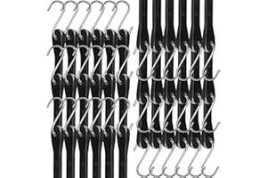 DIGANK Bungee Cords with Hooks 21" 50 Pack, Heavy Long Duty Rubber Tarp Straps with Crimped S Hooks for Securing Cargo, Tarps in Extreme Weather, Max Stretch 1.5X & Max Load Capacity 185 LBS