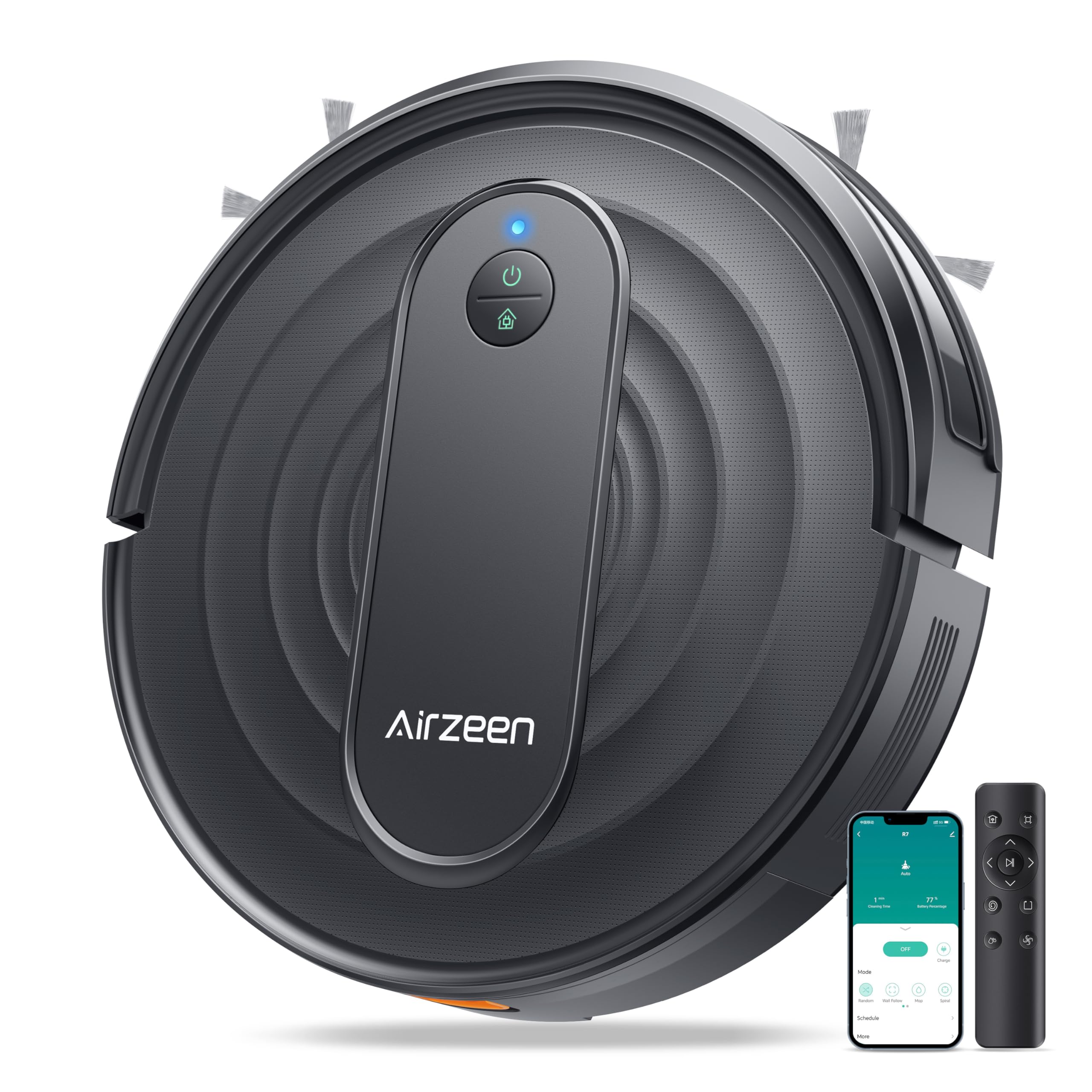 Photo 1 of Airzeen Robot Vacuum - Robotic Vacuum Cleaner with Carpet Boost, 120Mins Max, Customized Cleaning, Vacuum Robot for Self-Charge, Remote/App/Alexa Control for Pet Hair/Hard Floor/Low-Pile Carpet, R7