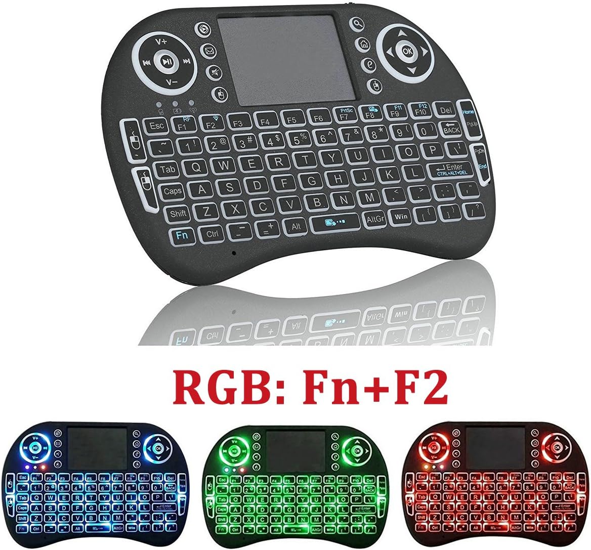 Backlit Mini Wireless Keyboard and Mouse Combo with Touchpad QWERTY, 2.4 GHz Rechargeable Remote Control for Android Smart TV Box PC/Windows Mac Linux