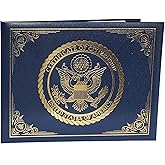 US Naturalization and Citizenship Certificate Holder. Gold American Eagle Certificate of Citizenship, Padded with Cover, USA Logo