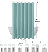 Turquoise Shower Curtain 182x214cm with Metal Hooks Waffle Fabric view 6