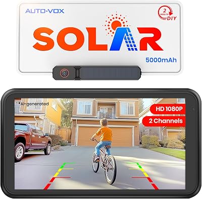 AUTO-VOX solar wireless backup camera with 5 inch 1080P monitor for cars