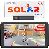 AUTO-VOX Solar Wireless Backup Camera: 5" 1080P Monitor, 2 Min Easy Install | 2 Split Screen &amp; 5000mAh Battery Back Up Camera, IP69K Waterproof Reverse Camera for Car, Van, SUV, Truck, Trailer
