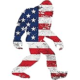 Stickios Bigfoot Decal - Distressed American Flag Sasquatch Vinyl Bumper Sticker for Cars, Trucks & Vehicle Windows - Made in USA - Patriotic Squatch Cutout (3.8x5.4 inches)