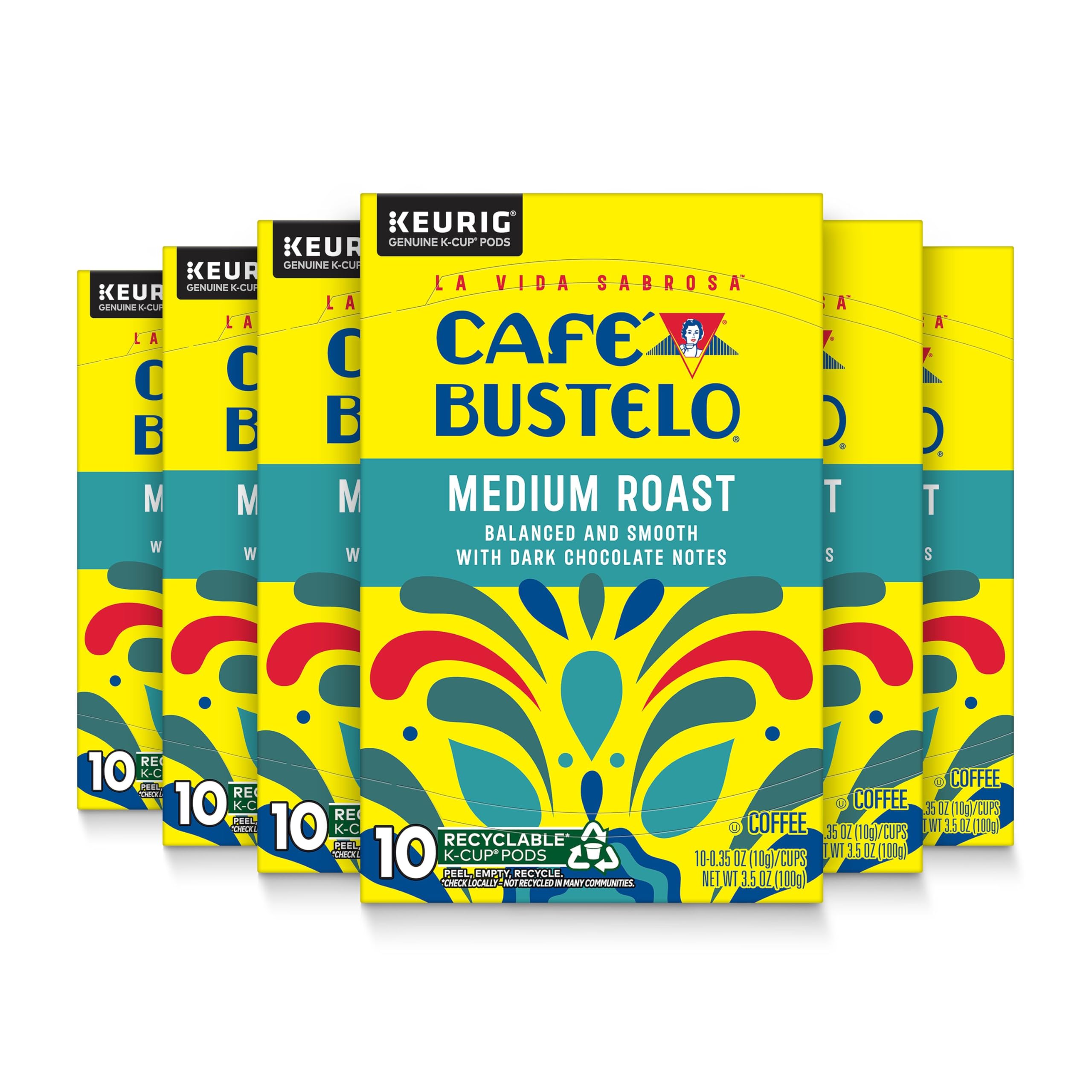 Café Bustelo Medium Roast Coffee, 10 Ct. K-Cup pods (Pack of 6) Image