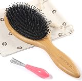 BESTOOL Hair Brush Boar & Nylon Bristles Round Paddle Eco Bamboo