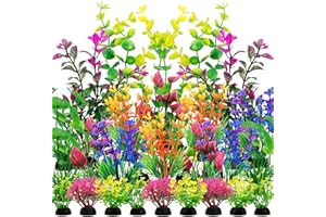 QUOZUO 25pcs Artificial Plant, Fish Tank Decorations Plants, Aquarium Decor, 6.5x4.7x1.5 inches, 1pc, Colorful, Plastic, Indoor, 25 Count