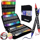 Artecho Acrylic Paint Markers 72 Colors with Bag, Acrylic Paint Pens with Brush Tip and Fine Tip for Stone, Rock Painting, Paper, Pumpkin, Wood, Egg, Canvas, Ceramic, Fabric, leather, Glass