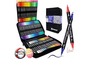 Artecho Acrylic Paint Markers 72 Colors with Bag, Acrylic Paint Pens with Brush Tip and Fine Tip for Stone, Rock Painting, Paper, Pumpkin, Wood, Egg, Canvas, Ceramic, Fabric, leather, Glass