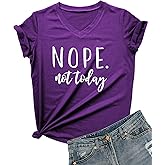 DANVOUY Women's V-Neck Cute Tees Funny Letter Printed T Shirt Graphic Tops