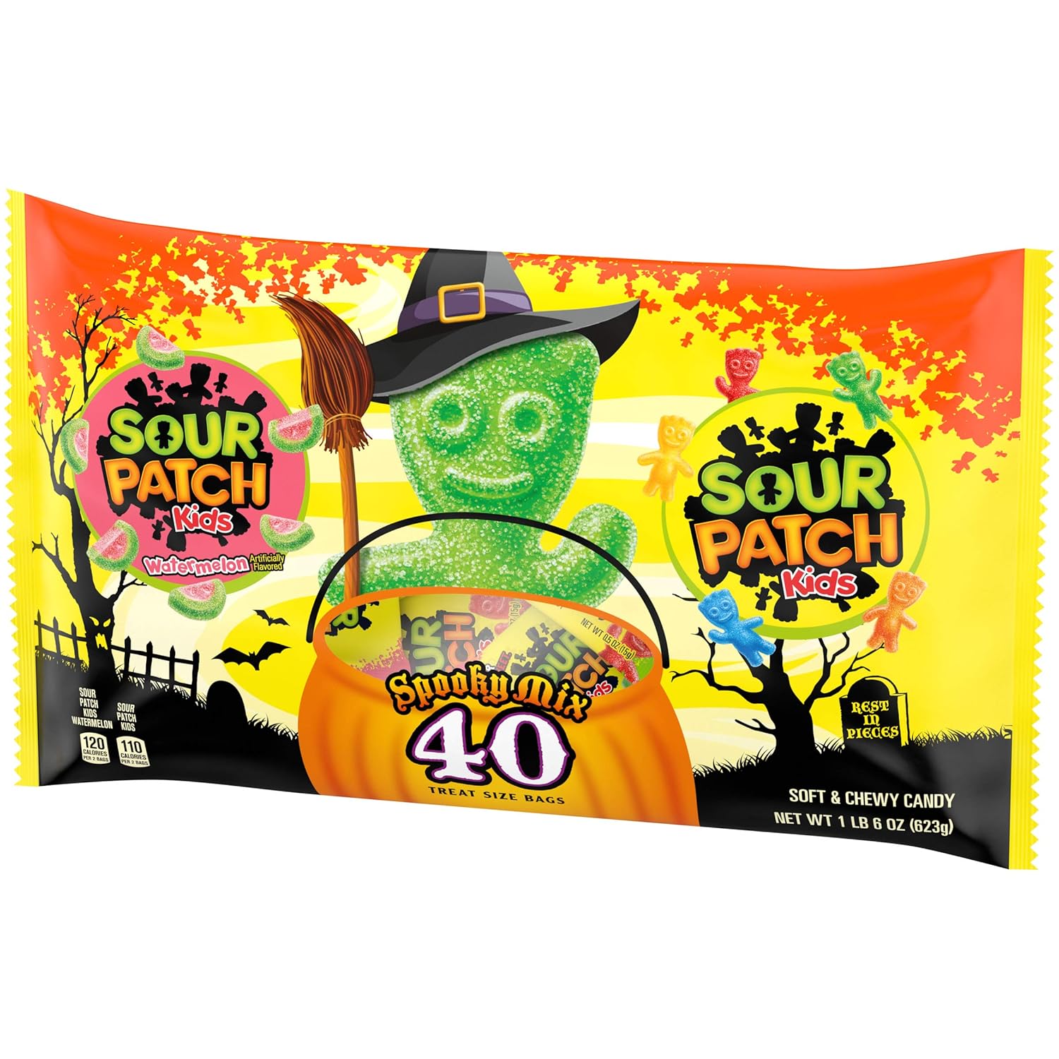 SOUR PATCH KIDS Original Candy and SOUR PATCH KIDS Watermelon Candy Halloween Candy Variety Pack, 1 - 40 Trick or Treat Snack Packs: Prime Pantry