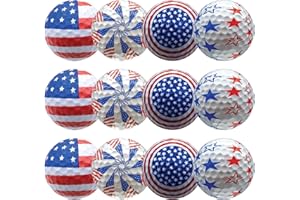 GBM GOLF BALL MANUFACTURERS GBM Patriotic Golf Balls - Set of 12 American Flag Design with Stars & Stripes Pattern for Games, Practices & Gifts