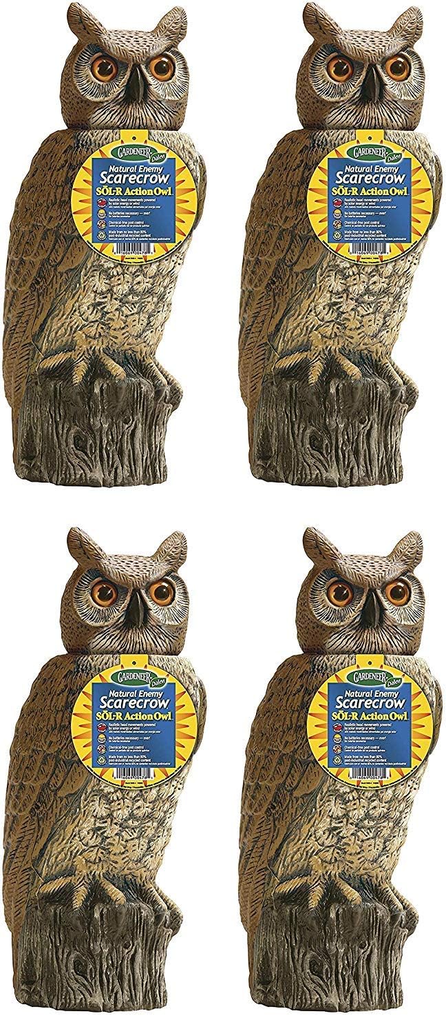 Dalen Gardeneer 100055888 Gardeneer by Dalen Solar Action Owl Natural Scarecrow Device, 18in, 18 in, Yellow (Pack of 4)