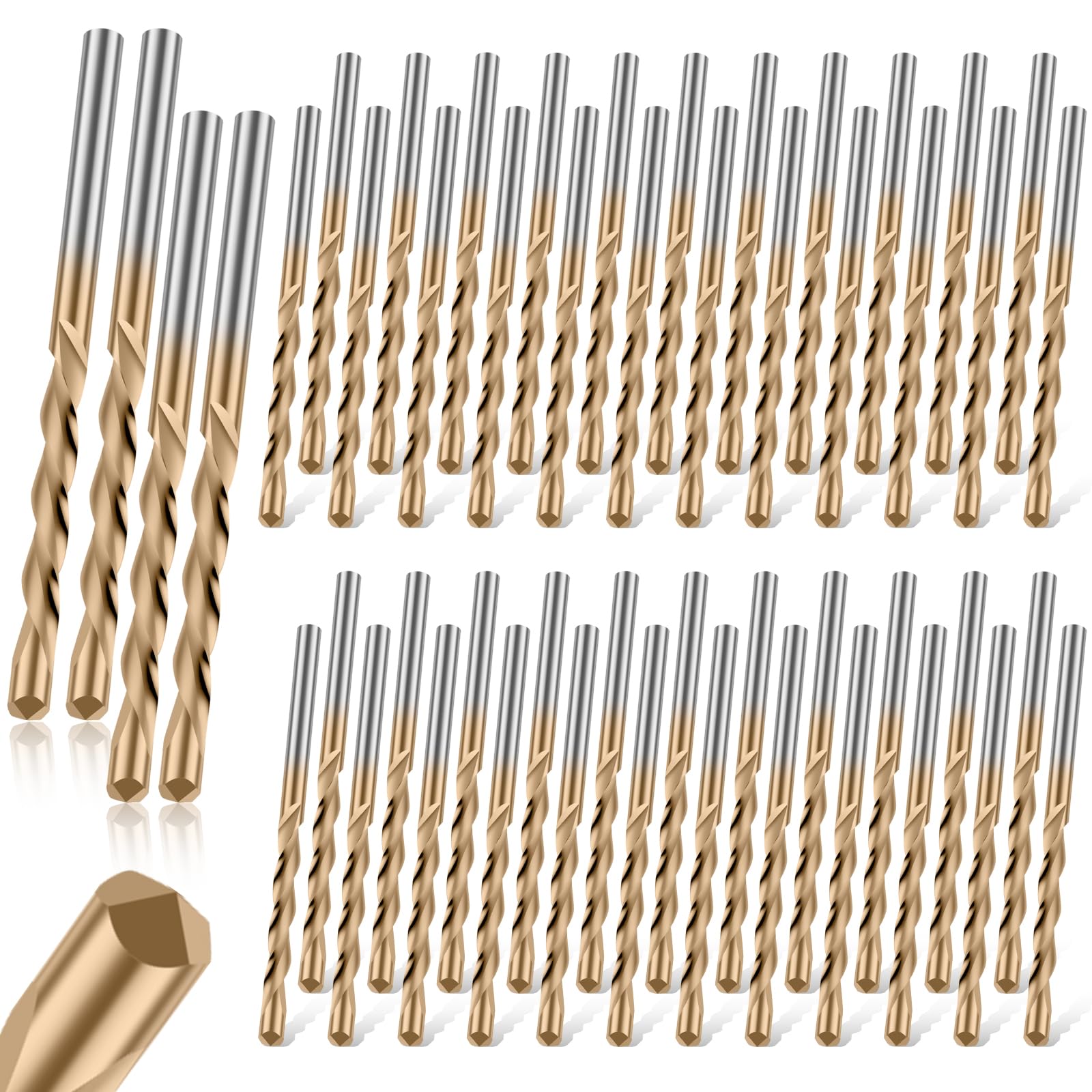 Photo 1 of 1/8 Inch Drywall Bits 50PCS, Guide Point Cutting Router Bits for Drywall Thin Soft Wood Use, Spiral Saw Tip Bit Brocas para Drywall Set (50PCS Gold Style)