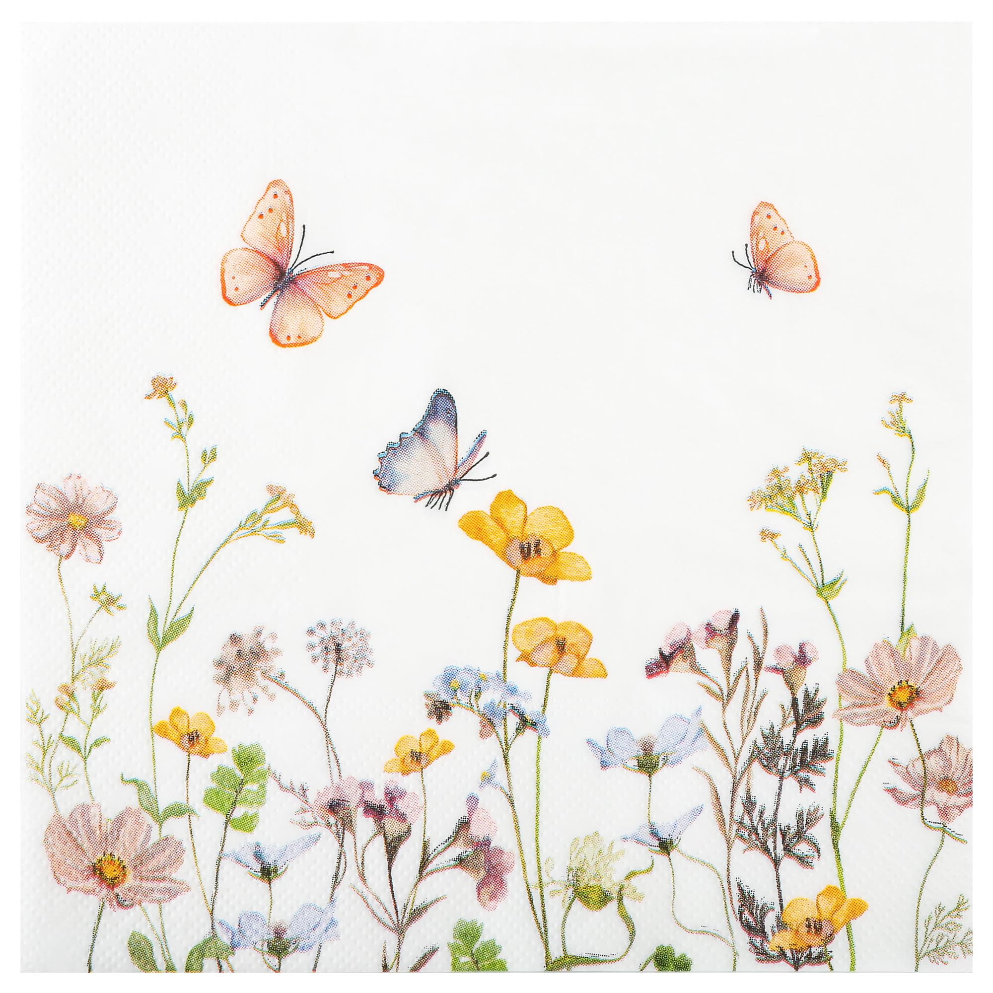 Photo 1 of 100Pcs Floral Paper Napkins Disposable Butterfly Flower Party Napkins 6.5 Inch Wildflower Garden Blossom Hand Towels for Spring Wedding Anniversary Bridal Baby Shower Tea Party Supplies